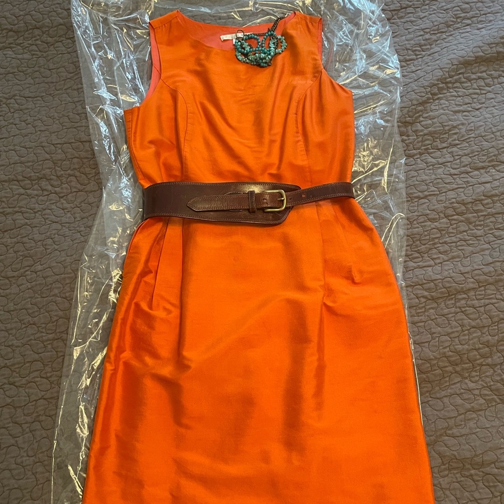 CassisCassis Orange Silk Shift Dress Size 4 But Fits Like a Size 6